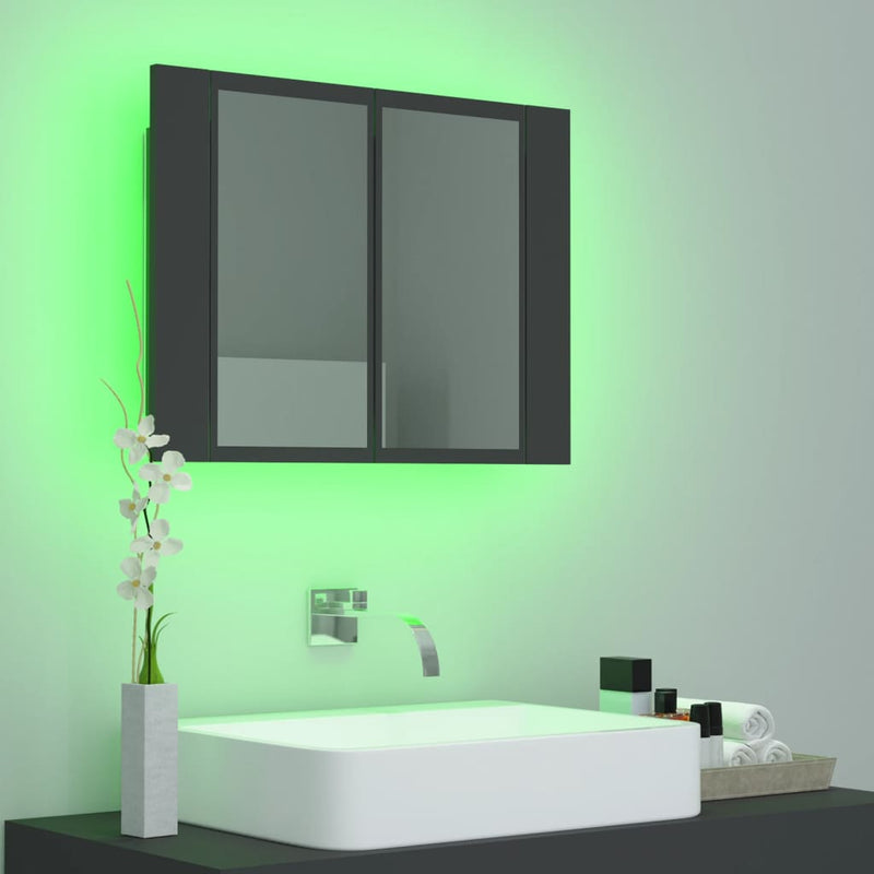 Dealsmate  LED Bathroom Mirror Cabinet Grey 60x12x45 cm Acrylic