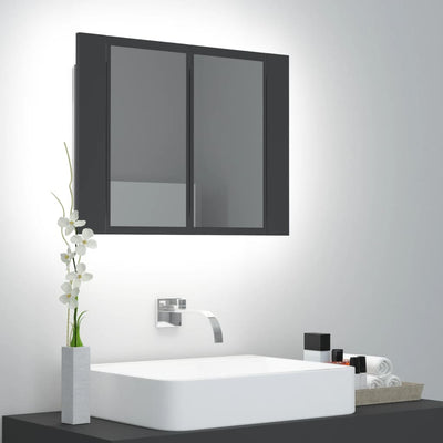 Dealsmate  LED Bathroom Mirror Cabinet Grey 60x12x45 cm Acrylic