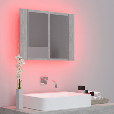 Dealsmate  LED Bathroom Mirror Cabinet Concrete Grey 60x12x45 cm Acrylic