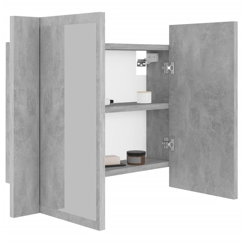 Dealsmate  LED Bathroom Mirror Cabinet Concrete Grey 60x12x45 cm Acrylic
