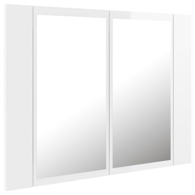 Dealsmate  LED Bathroom Mirror Cabinet High Gloss White 60x12x45 cm Acrylic