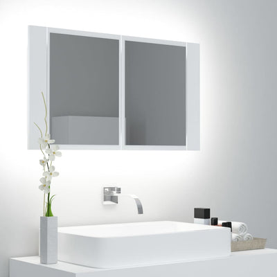 Dealsmate  LED Bathroom Mirror Cabinet White 80x12x45 cm Acrylic