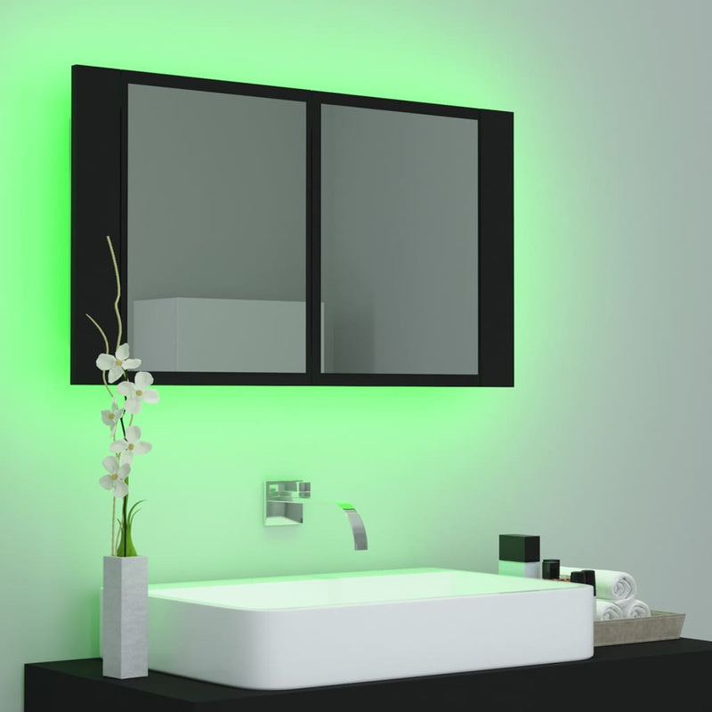 Dealsmate  LED Bathroom Mirror Cabinet Black 80x12x45 cm Acrylic