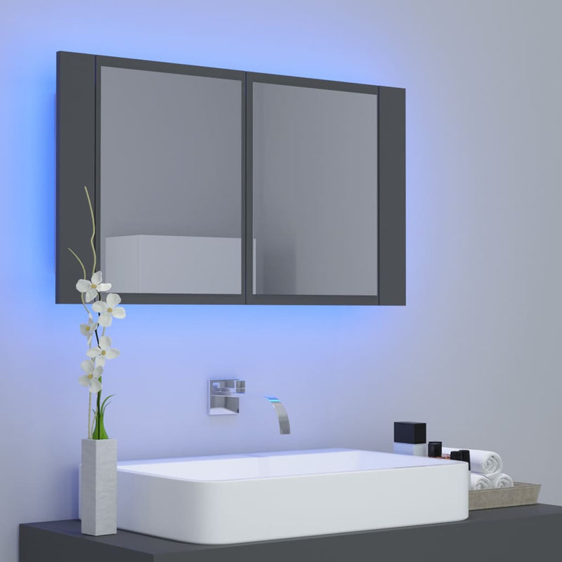 Dealsmate  LED Bathroom Mirror Cabinet Grey 80x12x45 cm Acrylic