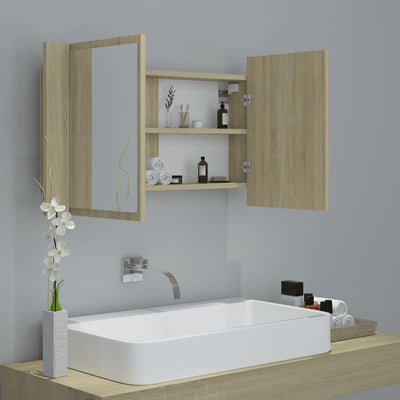 Dealsmate  LED Bathroom Mirror Cabinet Sonoma Oak 80x12x45 cm Acrylic
