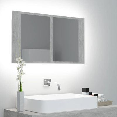 Dealsmate  LED Bathroom Mirror Cabinet Concrete Grey 80x12x45 cm Acrylic