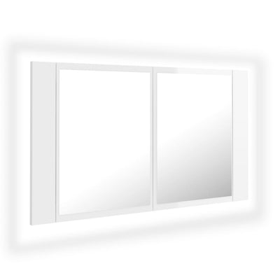 Dealsmate  LED Bathroom Mirror Cabinet High Gloss White 80x12x45 cm Acrylic