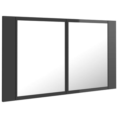 Dealsmate  LED Bathroom Mirror Cabinet High Gloss Grey 80x12x45 cm Acrylic