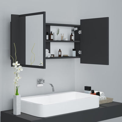 Dealsmate  LED Bathroom Mirror Cabinet Grey 90x12x45 cm Acrylic