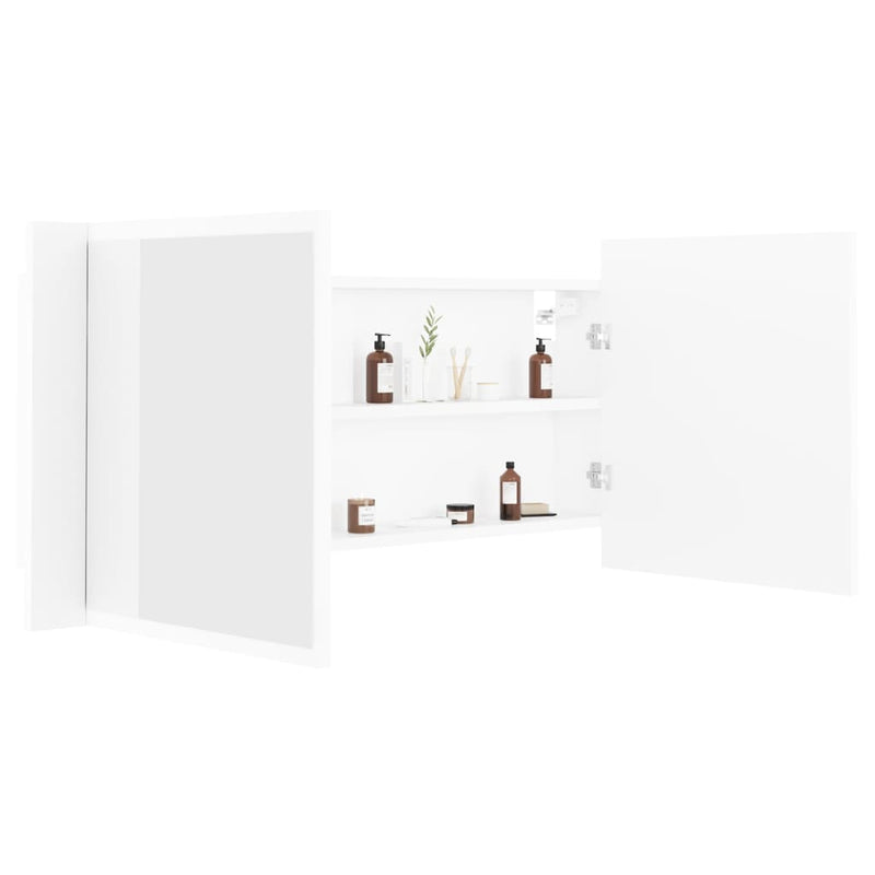 Dealsmate  LED Bathroom Mirror Cabinet White 100x12x45 cm Acrylic