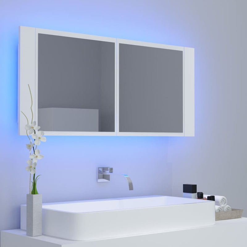 Dealsmate  LED Bathroom Mirror Cabinet White 100x12x45 cm Acrylic