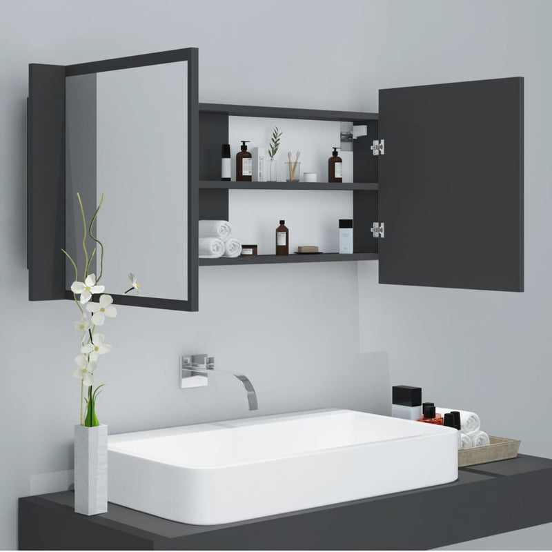 Dealsmate  LED Bathroom Mirror Cabinet Grey 100x12x45 cm Acrylic