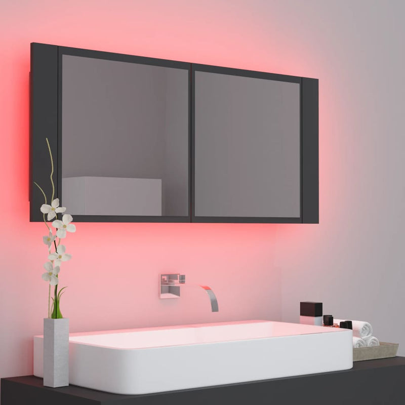 Dealsmate  LED Bathroom Mirror Cabinet Grey 100x12x45 cm Acrylic