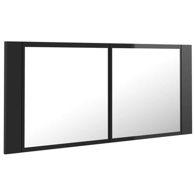 Dealsmate  LED Bathroom Mirror Cabinet High Gloss Black 100x12x45cm Acrylic