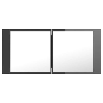 Dealsmate  LED Bathroom Mirror Cabinet High Gloss Grey 100x12x45 cm Acrylic