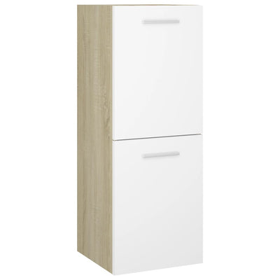 Dealsmate  Bathroom Cabinet White and Sonoma Oak 30x30x80 cm Engineered Wood