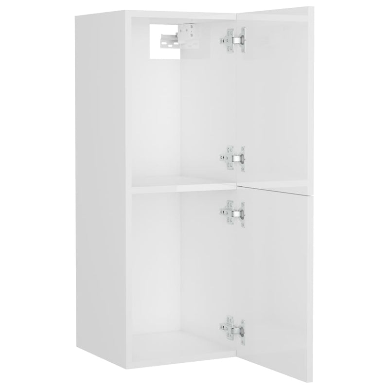 Dealsmate  Bathroom Cabinet High Gloss White 30x30x80 cm Engineered Wood