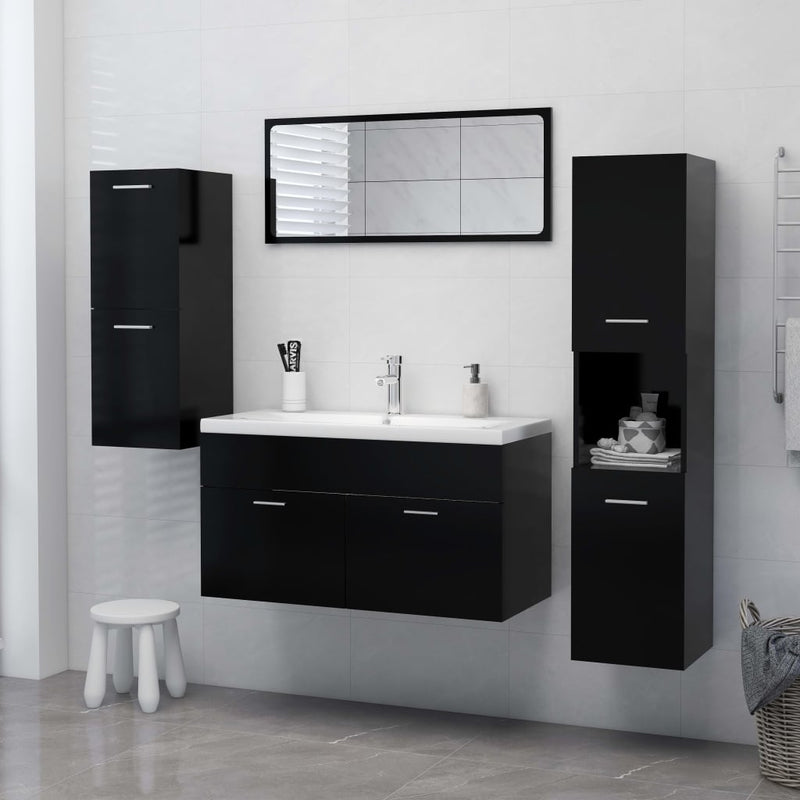 Dealsmate  Bathroom Cabinet Black 30x30x130 cm Engineered Wood