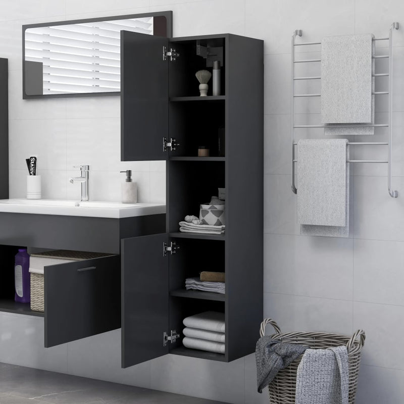 Dealsmate  Bathroom Cabinet Grey 30x30x130 cm Chipboard