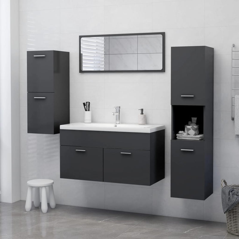 Dealsmate  Bathroom Cabinet Grey 30x30x130 cm Chipboard