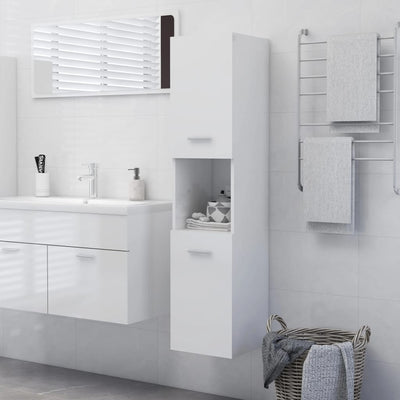Dealsmate  Bathroom Cabinet High Gloss White 30x30x130 cm Engineered Wood