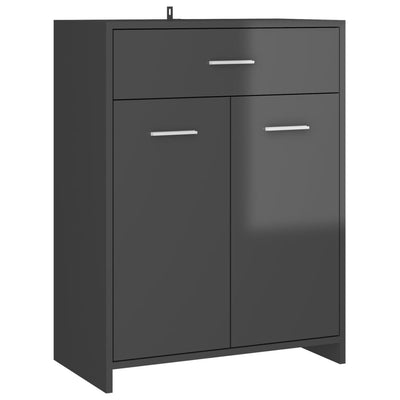 Dealsmate  Bathroom Cabinet High Gloss Grey 60x33x80 cm Engineered Wood