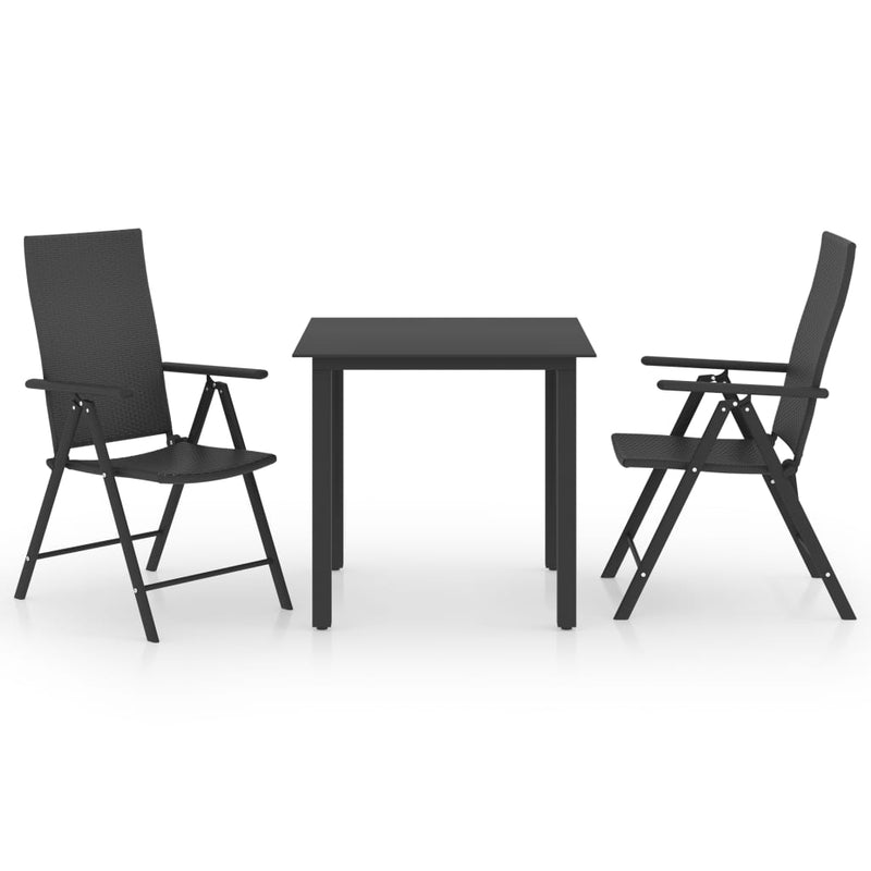 Dealsmate  3 Piece Garden Dining Set Black
