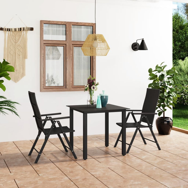 Dealsmate  3 Piece Garden Dining Set Black