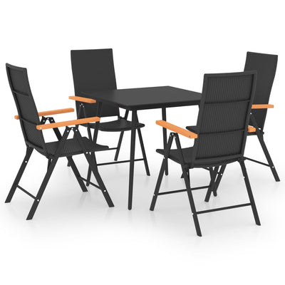 Dealsmate  5 Piece Garden Dining Set Black and Brown
