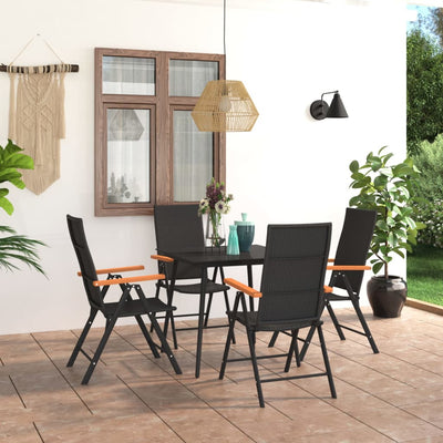Dealsmate  5 Piece Garden Dining Set Black and Brown