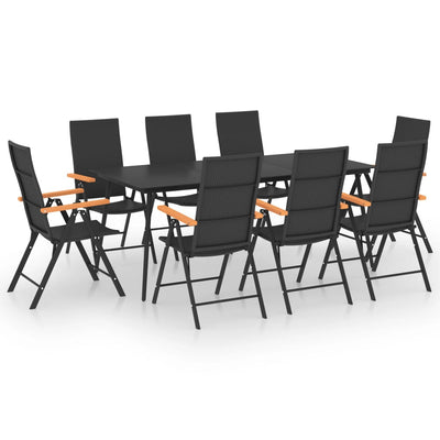 Dealsmate  9 Piece Garden Dining Set Black and Brown