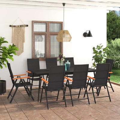 Dealsmate  9 Piece Garden Dining Set Black and Brown