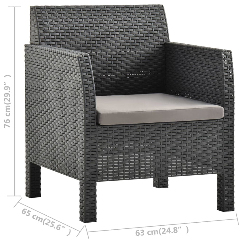 Dealsmate  Garden Chair with Cushion PP Rattan Anthracite