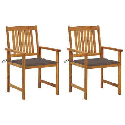 Dealsmate  Director's Chairs with Cushions 2 pcs Solid Acacia Wood