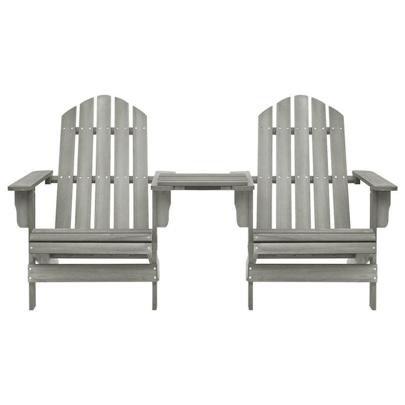 Dealsmate  Garden Adirondack Chairs with Tea Table Solid Fir Wood Grey