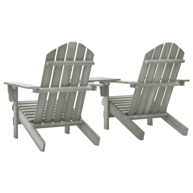 Dealsmate  Garden Adirondack Chairs with Tea Table Solid Fir Wood Grey
