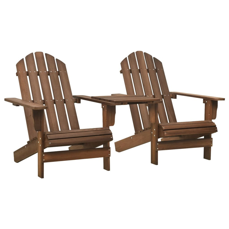 Dealsmate  Garden Adirondack Chairs with Tea Table Solid Fir Wood Brown