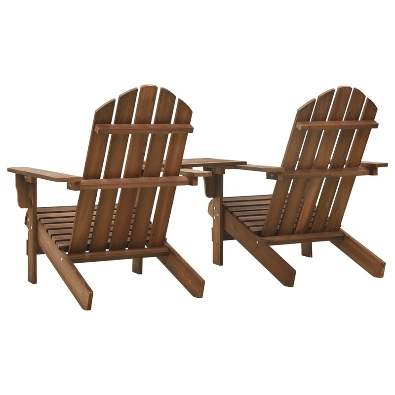 Dealsmate  Garden Adirondack Chairs with Tea Table Solid Fir Wood Brown