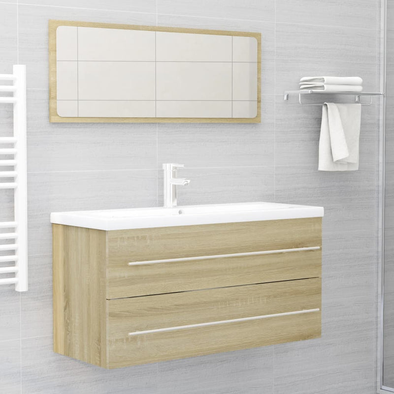 Dealsmate  2 Piece Bathroom Furniture Set Sonoma Oak Engineered Wood