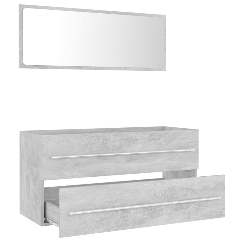 Dealsmate  2 Piece Bathroom Furniture Set Concrete Grey Engineered Wood