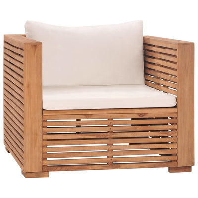 Dealsmate  Garden Sofa Chair with Cream Cushions Solid Teak Wood