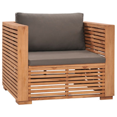 Dealsmate  Garden Sofa Chair with Dark Grey Cushions Solid Teak Wood