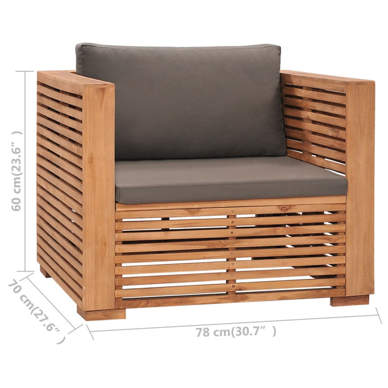 Dealsmate  Garden Sofa Chair with Dark Grey Cushions Solid Teak Wood