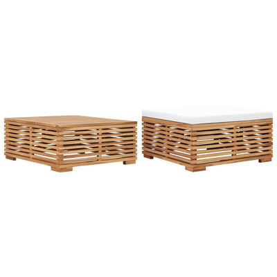 Dealsmate  Garden Table and Footrest Set & Cream Cushion Solid Teak Wood