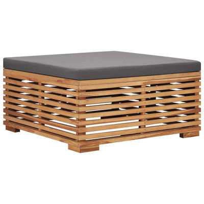 Dealsmate  Garden Table and Footrest Set&Dark Grey Cushion Solid Teak Wood