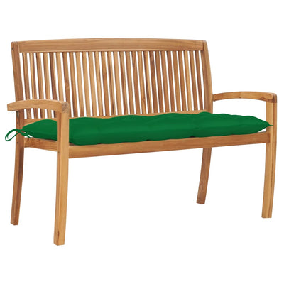 Dealsmate  Stacking Garden Bench with Cushion 128.5 cm Solid Teak Wood