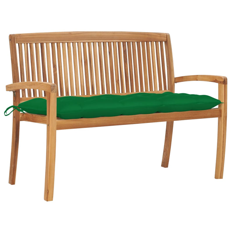 Dealsmate  Stacking Garden Bench with Cushion 128.5 cm Solid Teak Wood