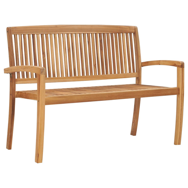 Dealsmate  Stacking Garden Bench with Cushion 128.5 cm Solid Teak Wood