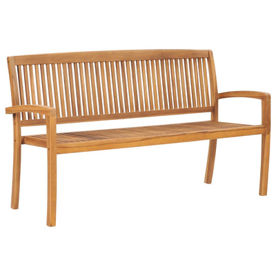 Dealsmate  Stacking Garden Bench with Cushion 159 cm Solid Teak Wood