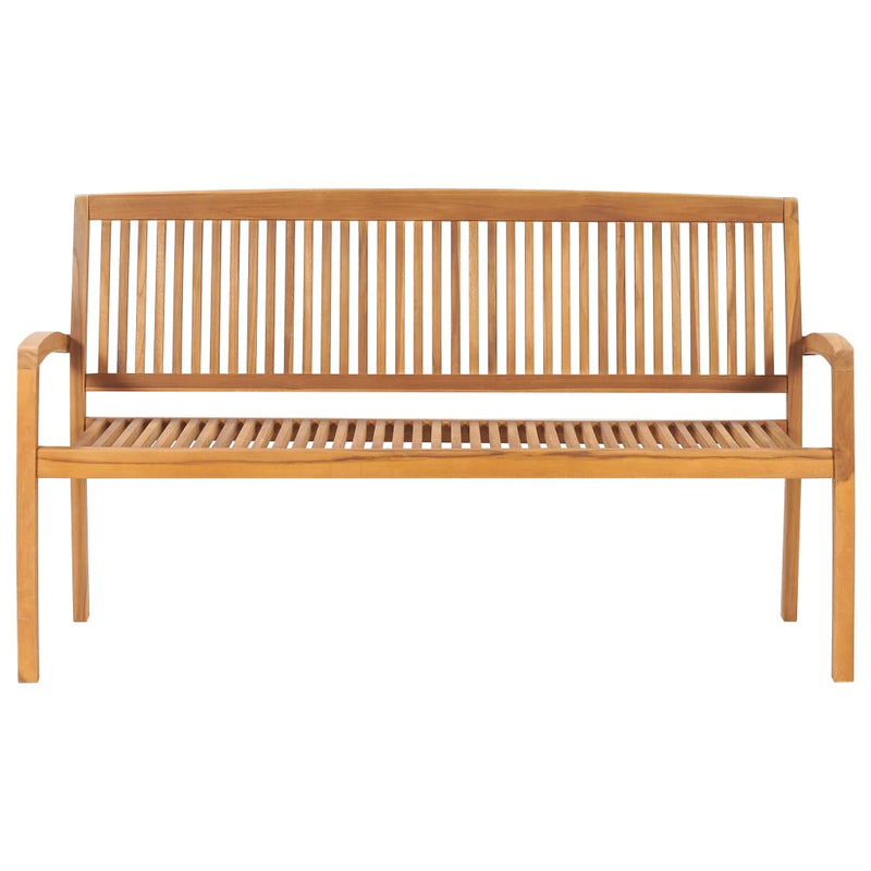 Dealsmate  Stacking Garden Bench with Cushion 159 cm Solid Teak Wood